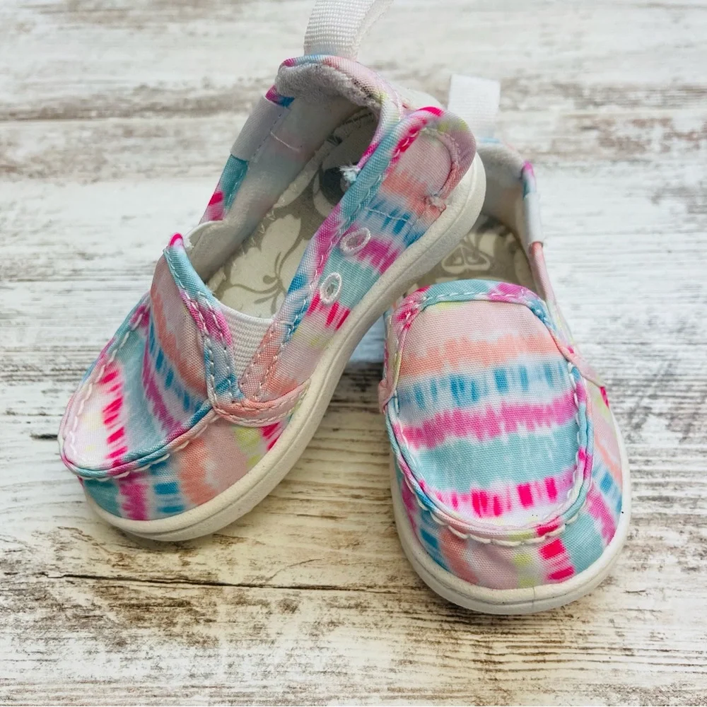 Roxy Colorful Tie-Dye Kids Slip-On Shoes Little Girls Size 5 Summer Canvas Shoe